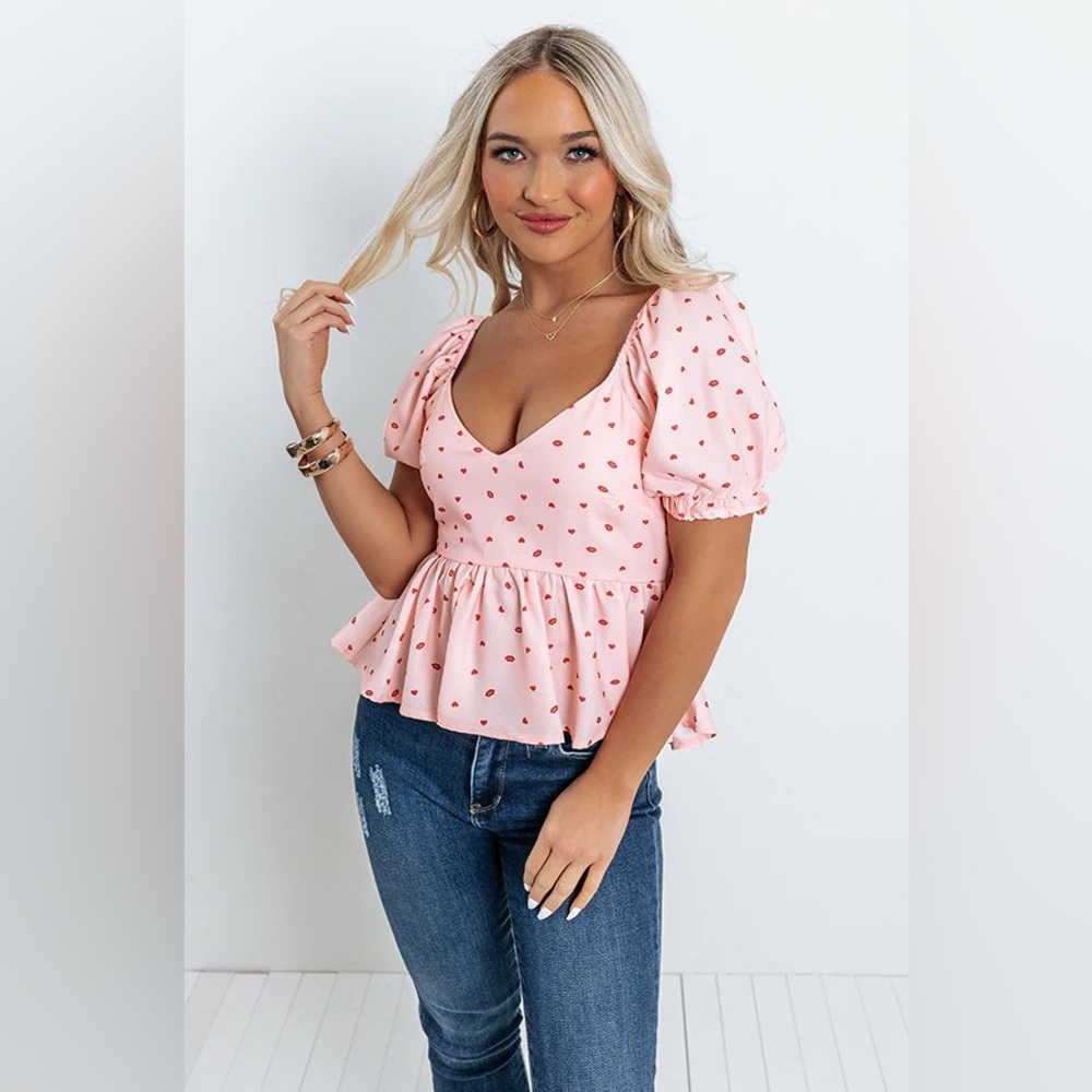 Vici Pink and Red Patterned Blouse - Picture 5 of 10